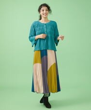 GJSJT30190 Jocomomola(ホコモモラ) スモッキングリブニット カーディガン アイボリー