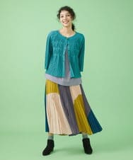 GJSJT30190 Jocomomola(ホコモモラ) スモッキングリブニット カーディガン アイボリー