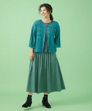 GJSJT30190 Jocomomola(ホコモモラ) スモッキングリブニット カーディガン アイボリー