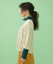 GJSJT30190 Jocomomola(ホコモモラ) スモッキングリブニット カーディガン アイボリー