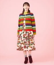GJSJT70200 Jocomomola(ホコモモラ) Aniversario ボーダーニットカーディガン ライトイエロー