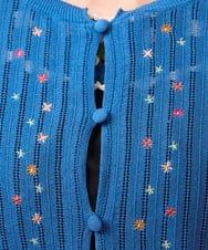 GJSJV30160 Jocomomola(ホコモモラ) Flor フラワー刺繍クルーネックカーディガン ピンク