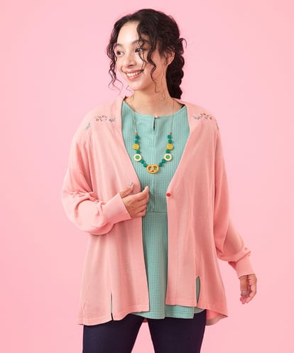 GJSJV31170 Jocomomola Flor フラワー刺繍トッパーカーディガン