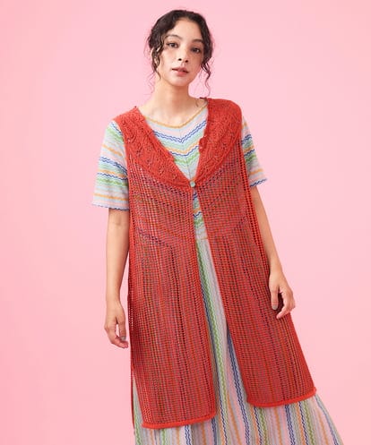 GJSJW01200 Jocomomola コードヤーン ロングジレ