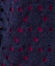 GJSJW33240 Jocomomola(ホコモモラ) Varios dulces かぎ針風フラワー刺繍カーディガン ネイビー