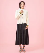 GJSJW51230 Jocomomola(ホコモモラ) バイカラーニット カーディガン アイボリー