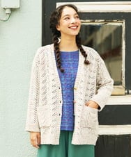 GJSLA33220 Jocomomola(ホコモモラ) カラーネップ ニットカーディガン ホワイト