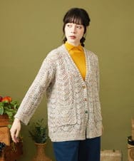 GJSLA33220 Jocomomola(ホコモモラ) カラーネップ ニットカーディガン ブラック