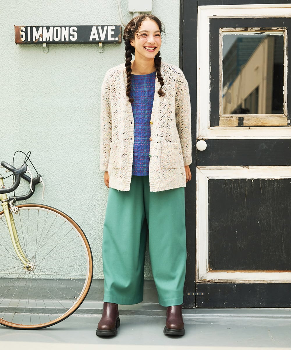 GJSLA33220 Jocomomola(ホコモモラ) カラーネップ ニットカーディガン ブラック