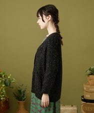 GJSLA33220 Jocomomola(ホコモモラ) カラーネップ ニットカーディガン ブラック