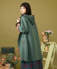 GJSLD31300 Jocomomola(ホコモモラ) Wフェイス フード付きロングニットカーディガン グリーン