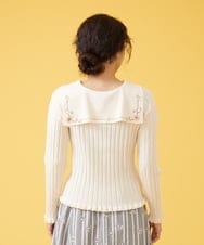 GJSLP70190 Jocomomola(ホコモモラ) 【2WAY】Rayasos de punto 刺繍カーディガン アイボリー