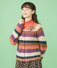 GJSLS30180 Jocomomola(ホコモモラ) モヘアニットショートカーディガン オレンジ