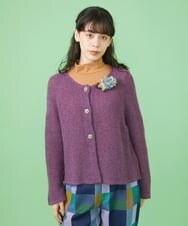 GJSLS30180 Jocomomola(ホコモモラ) モヘアニットショートカーディガン ラベンダー