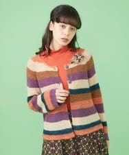 GJSLS30180 Jocomomola(ホコモモラ) モヘアニットショートカーディガン ベージュ