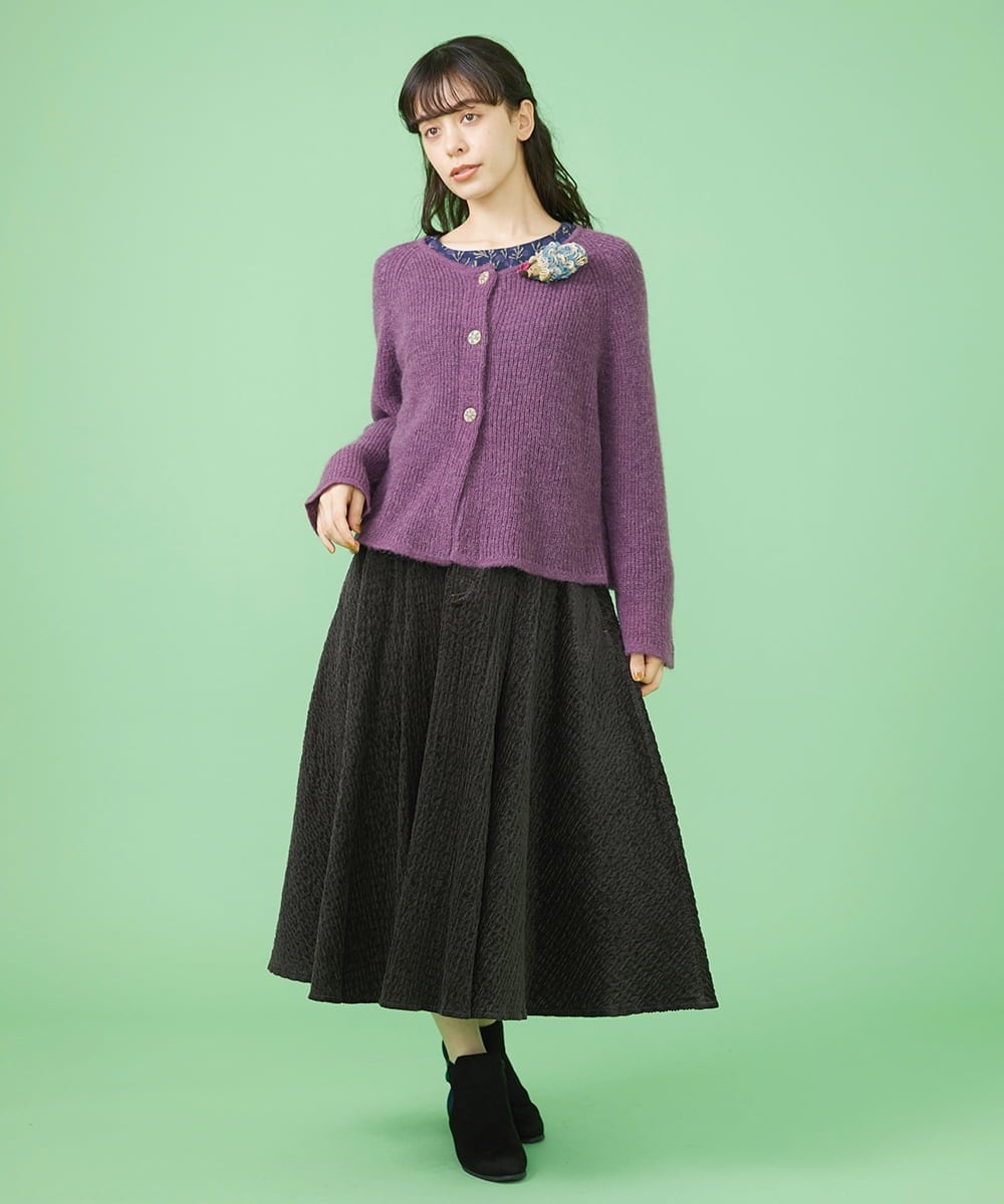 GJSLS30180 Jocomomola(ホコモモラ) モヘアニットショートカーディガン ベージュ