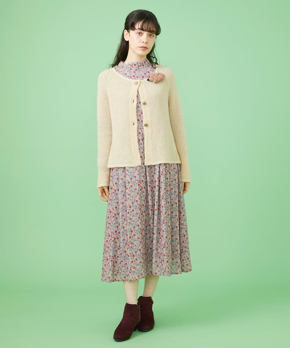 GJSLS30180 Jocomomola(ホコモモラ) モヘアニットショートカーディガン ベージュ
