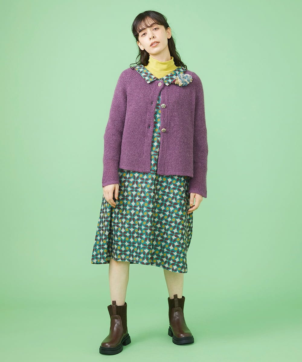 GJSLS30180 Jocomomola(ホコモモラ) モヘアニットショートカーディガン ベージュ