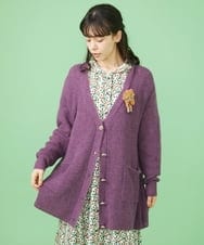 GJSLS31200 Jocomomola(ホコモモラ) モヘアニットロングカーディガン ラベンダー