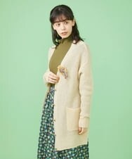 GJSLS31200 Jocomomola(ホコモモラ) モヘアニットロングカーディガン ラベンダー