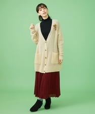 GJSLS31200 Jocomomola(ホコモモラ) モヘアニットロングカーディガン ラベンダー