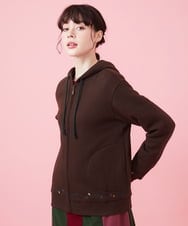 GJTAA30230 Jocomomola(ホコモモラ) Hoja 裏毛 ジップアップパーカー グリーン
