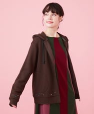 GJTAA30230 Jocomomola(ホコモモラ) Hoja 裏毛 ジップアップパーカー ブラウン