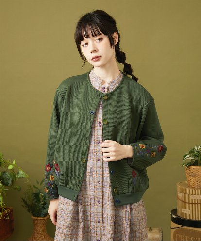 GJTAE37220 Jocomomola 【早割10%OFF】フラワー刺繍カットソーカーディガン