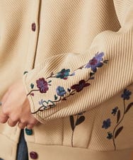 GJTAE37220 Jocomomola(ホコモモラ) Florecer フラワー刺繍カットソーカーディガン グリーン