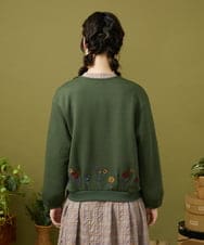 GJTAE37220 Jocomomola(ホコモモラ) 【早割10%OFF】フラワー刺繍カットソーカーディガン グリーン