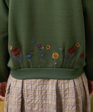 GJTAE37220 Jocomomola(ホコモモラ) 【早割10%OFF】フラワー刺繍カットソーカーディガン グリーン