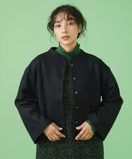 GJTAV51270 Jocomomola(ホコモモラ) 圧縮ウール天竺 ショートジャケット マスタード