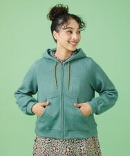 GJTAW37200 Jocomomola(ホコモモラ) Hogar フラワー刺繍パーカー グリーン