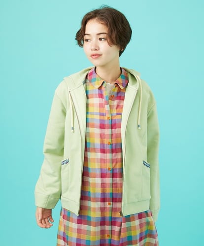 GJTCA01230 Jocomomola I LOVE COLOR コットン裏毛ジップパーカー