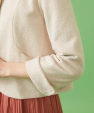 GJTCA50260 Jocomomola(ホコモモラ) カットソーツイード コサージュ付きノーカラージャケット アイボリー