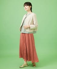 GJTCA50260 Jocomomola(ホコモモラ) カットソーツイード コサージュ付きノーカラージャケット アイボリー