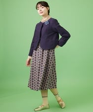 GJTCA50260 Jocomomola(ホコモモラ) カットソーツイード コサージュ付きノーカラージャケット アイボリー