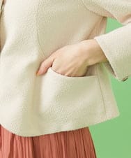 GJTCA50260 Jocomomola(ホコモモラ) カットソーツイード コサージュ付きノーカラージャケット アイボリー