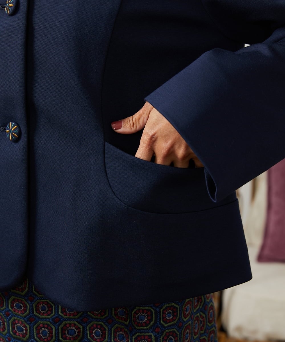 GJTCD51280 Jocomomola(ホコモモラ) ポンチストレッチジャケット ネイビー