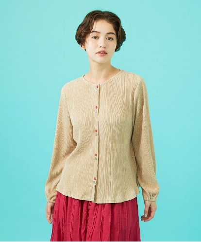 GJTDB41200 Jocomomola Ondas プリーツノーカラーブラウス