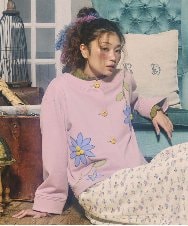 GJTDD01220 Jocomomola(ホコモモラ) Palominos flor フラワーアップリケカーディガン ピンク