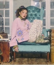 GJTDD01220 Jocomomola(ホコモモラ) Palominos flor フラワーアップリケカーディガン ピンク