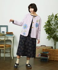 GJTDD01220 Jocomomola(ホコモモラ) Palominos flor フラワーアップリケカーディガン ピンク