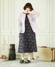 GJTDD01220 Jocomomola(ホコモモラ) Palominos flor フラワーアップリケカーディガン ピンク