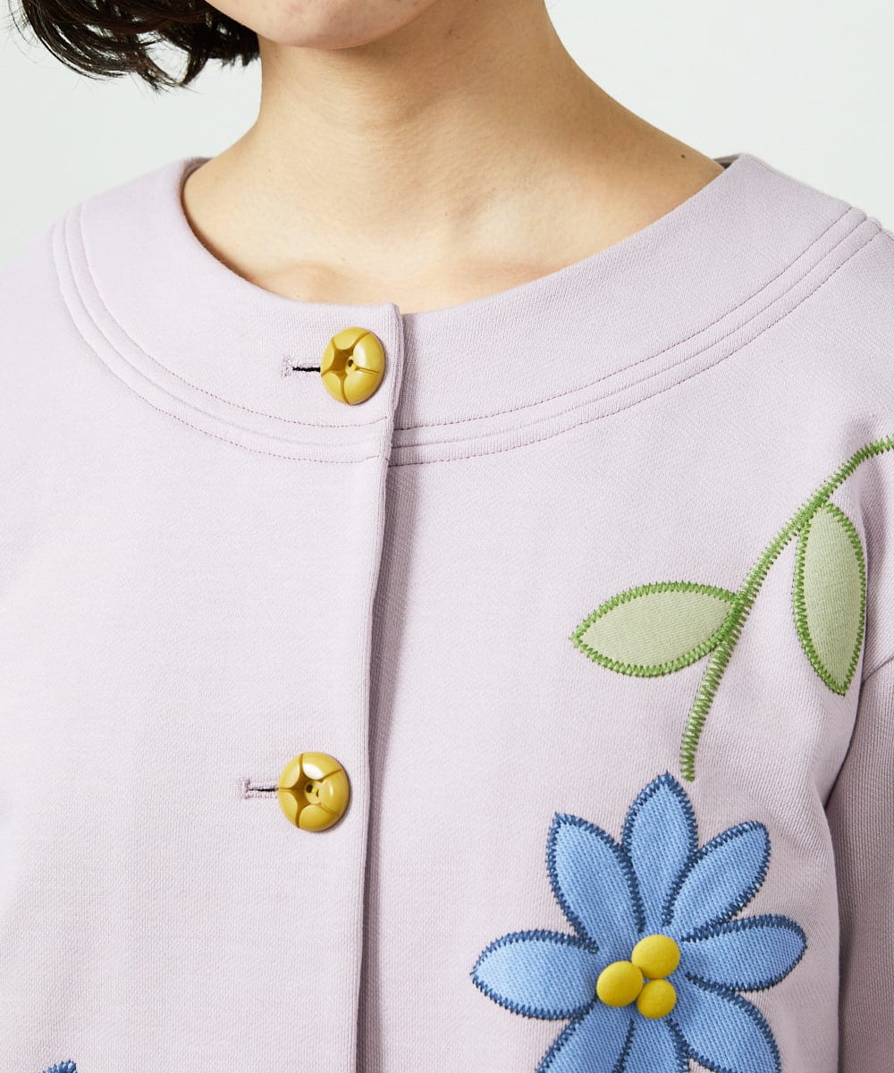 GJTDD01220 Jocomomola(ホコモモラ) Palominos flor フラワーアップリケカーディガン ピンク