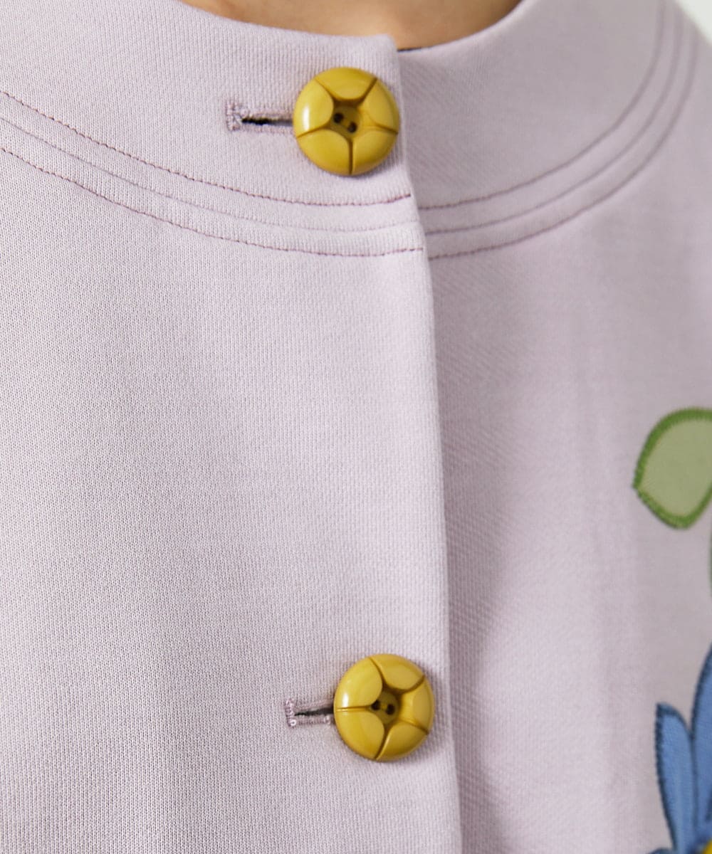 GJTDD01220 Jocomomola(ホコモモラ) Palominos flor フラワーアップリケカーディガン ピンク