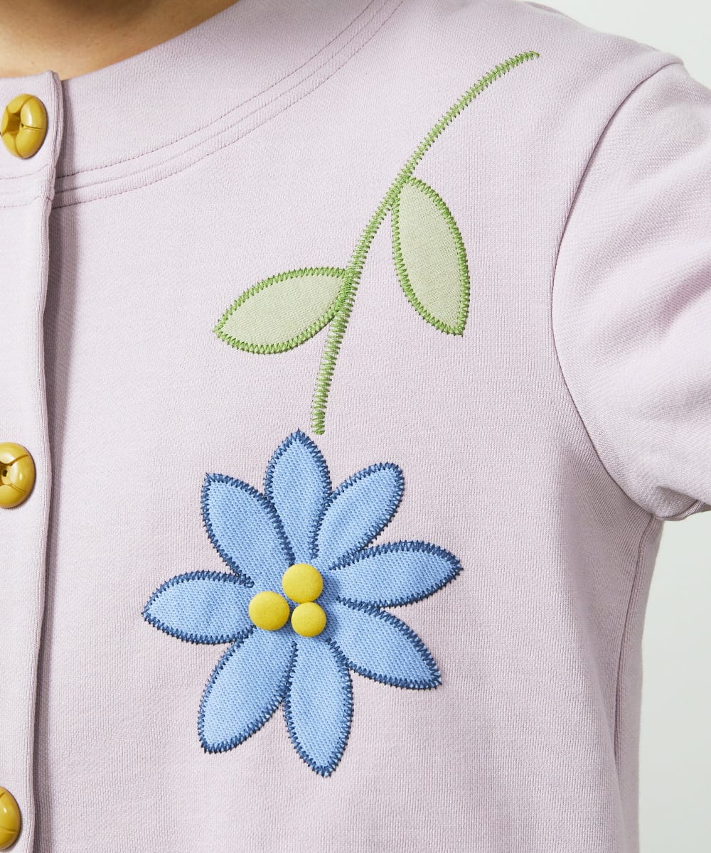 GJTDD01220 Jocomomola(ホコモモラ) Palominos flor フラワーアップリケカーディガン ピンク