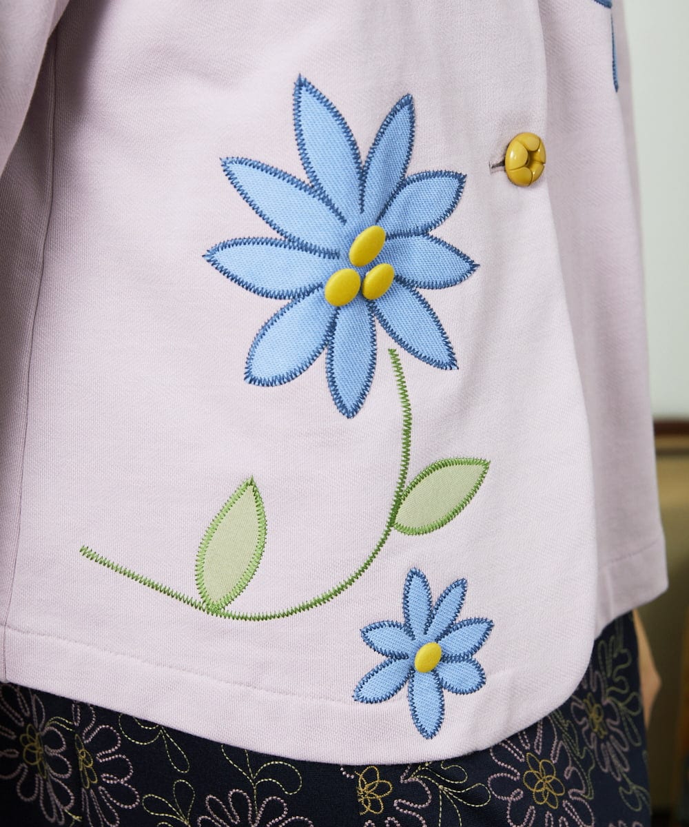 GJTDD01220 Jocomomola(ホコモモラ) Palominos flor フラワーアップリケカーディガン ピンク