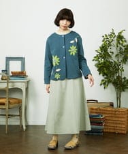 GJTDD01220 Jocomomola(ホコモモラ) Palominos flor フラワーアップリケカーディガン ブルー