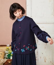 GJTDE38220 Jocomomola(ホコモモラ) Rebote シルケットフライスカットソーカーディガン ネイビー